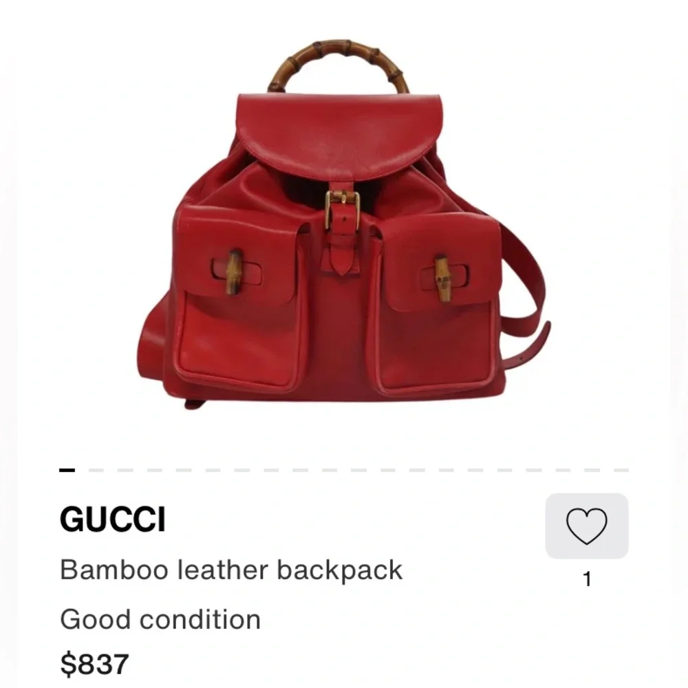 Gucci Vintage Red Leather Backpack - Rank AB
